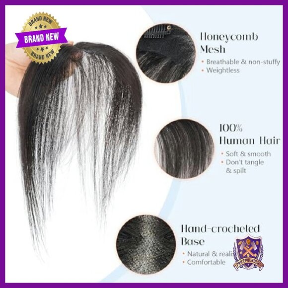 100% Human Hair Clip-On Bangs with 4 Non-Slip Clips, Natural Look main image 6